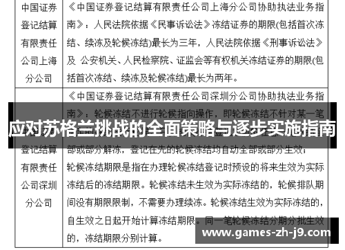 应对苏格兰挑战的全面策略与逐步实施指南