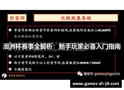 澳洲杯赛事全解析:新手玩家必备入门指南 澳洲杯赛事全解析:新手玩家必备入门指南