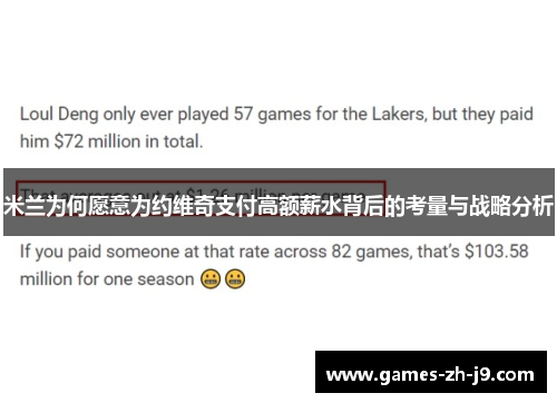 米兰为何愿意为约维奇支付高额薪水背后的考量与战略分析