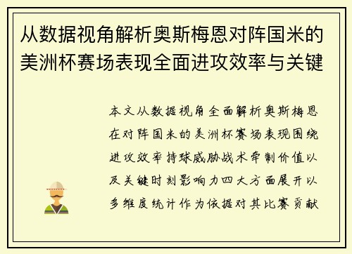 从数据视角解析奥斯梅恩对阵国米的美洲杯赛场表现全面进攻效率与关键作用